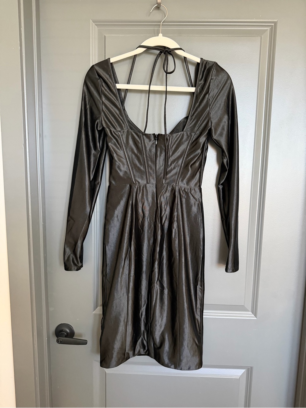 House of CB “Grazia” Black Long-Sleeve Corset Bodycon Dress - Medium - Picture 4 of 5